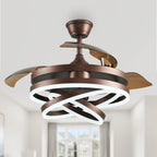 Ventilateur de plafond rétractable Cusp Barn 42 avec lumières et télécommande DIY Forme Fandelier Moderne Silencieux Moteur CC Plafonnier LED