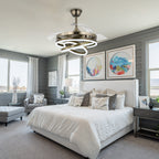 Ventilateur de plafond rétractable Cusp Barn 42 avec lumières et télécommande DIY Forme Fandelier Moderne Silencieux Moteur CC Plafonnier LED