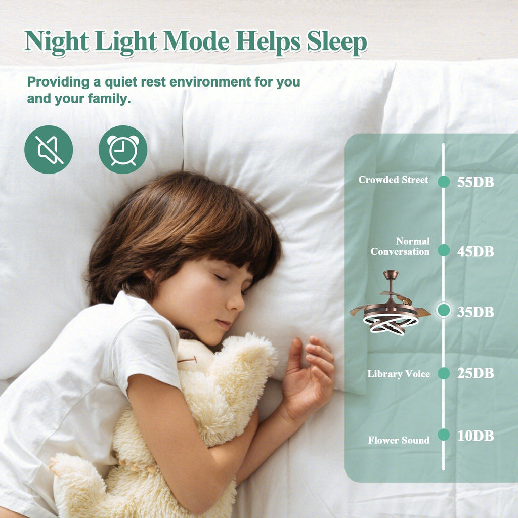 Ventilateur de plafond rétractable Cusp Barn 42 avec lumières et télécommande DIY Forme Fandelier Moderne Silencieux Moteur CC Plafonnier LED