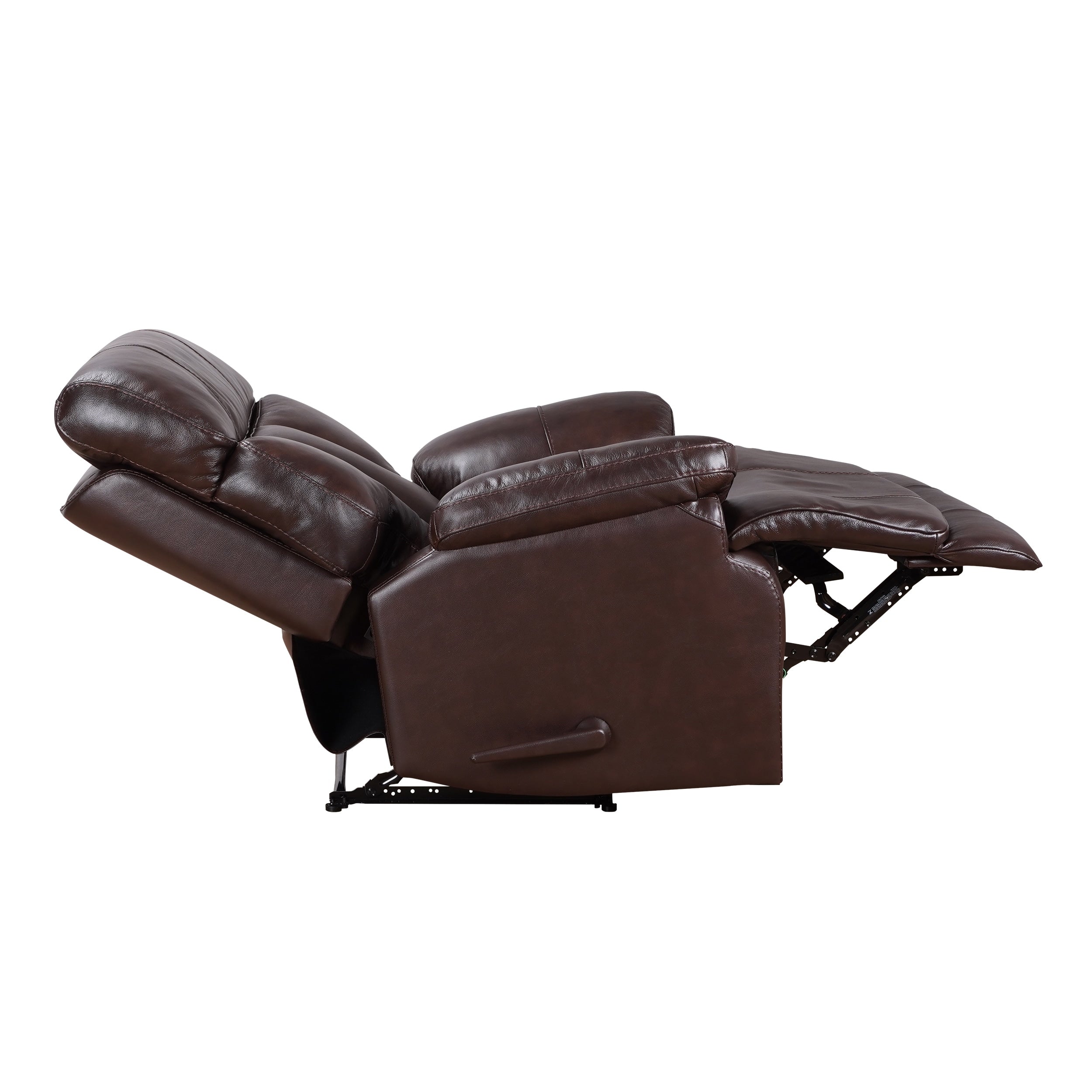 Fauteuil inclinable manuel extensible avec repose-pieds en cuir véritable marron de qualité supérieure Davin