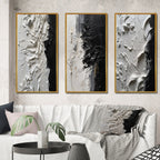 Designart Blanc et Noir Tranquility Unleashed III Abstrait Marbre Encadré Art Mural Ensemble De 3 Pour Décoration De Bureau