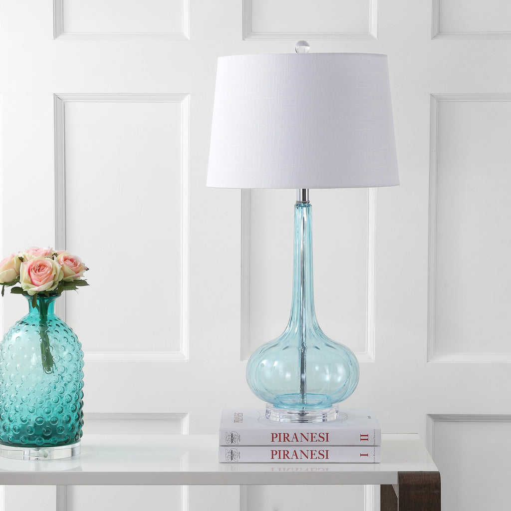 Lampe de table à LED Diamante 28,5 en verre, forme goutte d'eau, rose (lot de 2) par JONATHAN Y