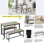 Ensemble table à manger, table de bar en bois, table de cuisine avec 2 bancs - 3 pièces