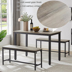 Ensemble table à manger, table de bar en bois, table de cuisine avec 2 bancs - 3 pièces