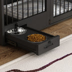 Meubles pour cage à chien - Niche en bois avec séparateur de pièce et 2 tiroirs