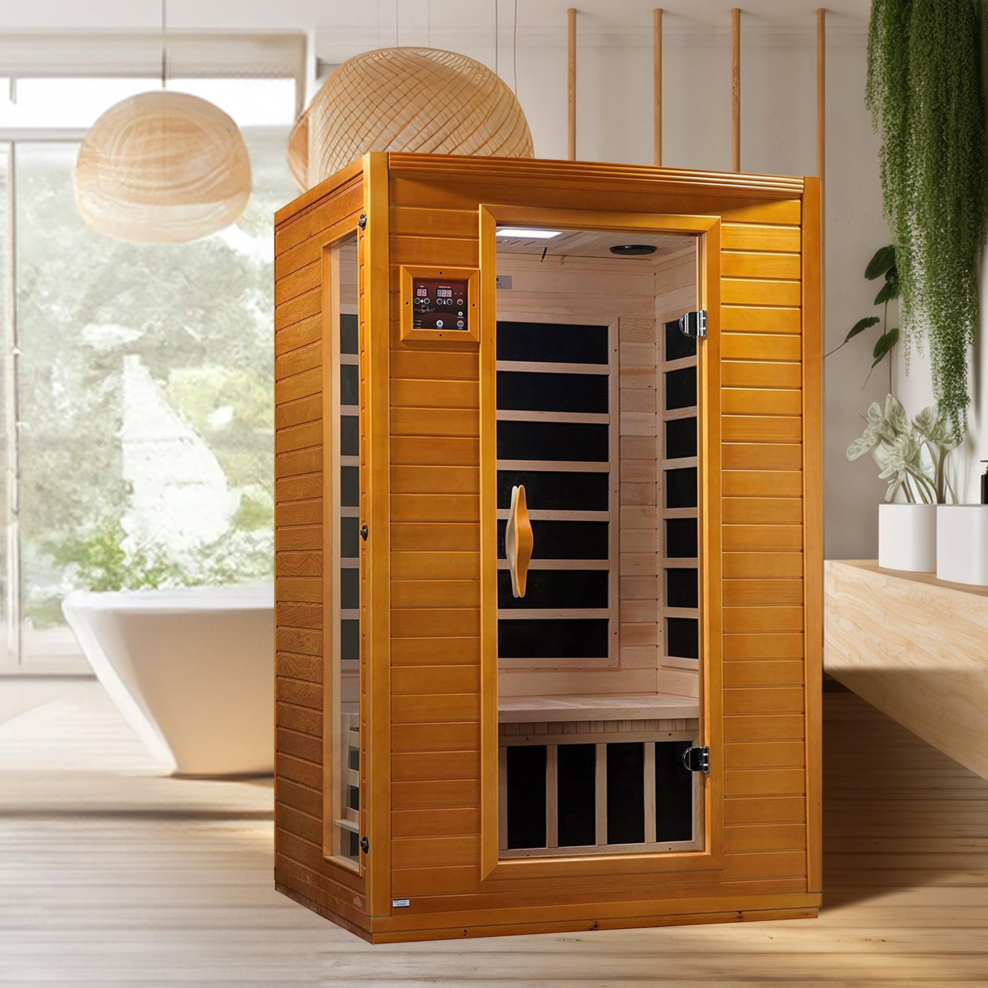Saunas dynamiques Andora, sauna infrarouge lointain à faible champ électromagnétique pour 2 personnes, bois de pruche du Canada