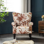 Fauteuil d'appoint moderne Erommy, fauteuil à dossier haut, canapé simple en tissu rembourré avec pieds en bois pour le salon