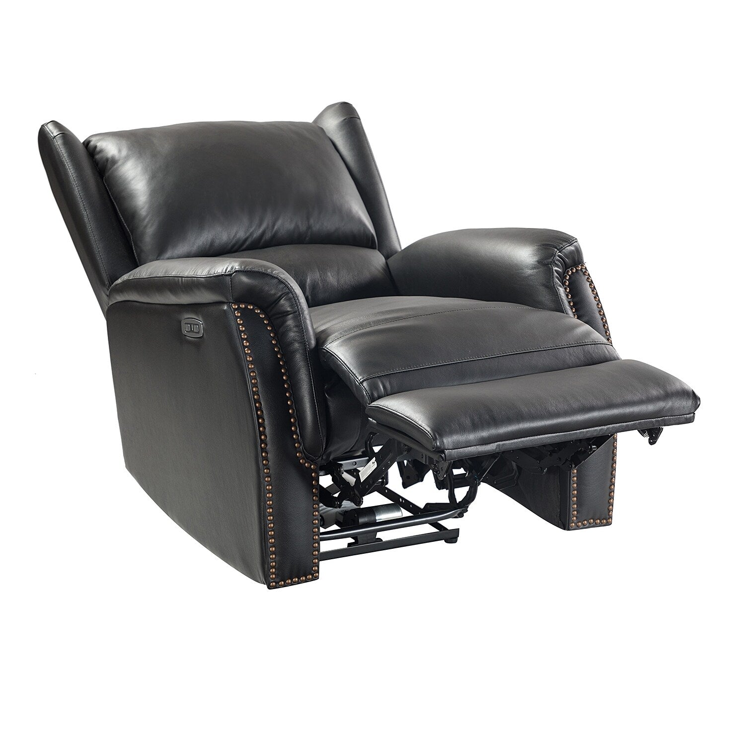 Fauteuil inclinable électrique en cuir véritable Eduardo avec port USB, lot de 2
