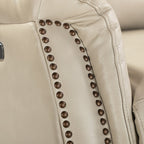 Fauteuil inclinable électrique en cuir véritable Eduardo avec port USB, lot de 2