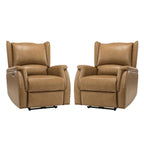 Fauteuil inclinable électrique en cuir véritable Eduardo avec port USB, lot de 2