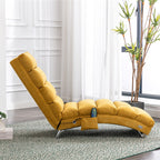Chaise longue de massage ergonomique en lin, inclinable, capitonnée et rembourrée, avec télécommande et 5 modes de vibration
