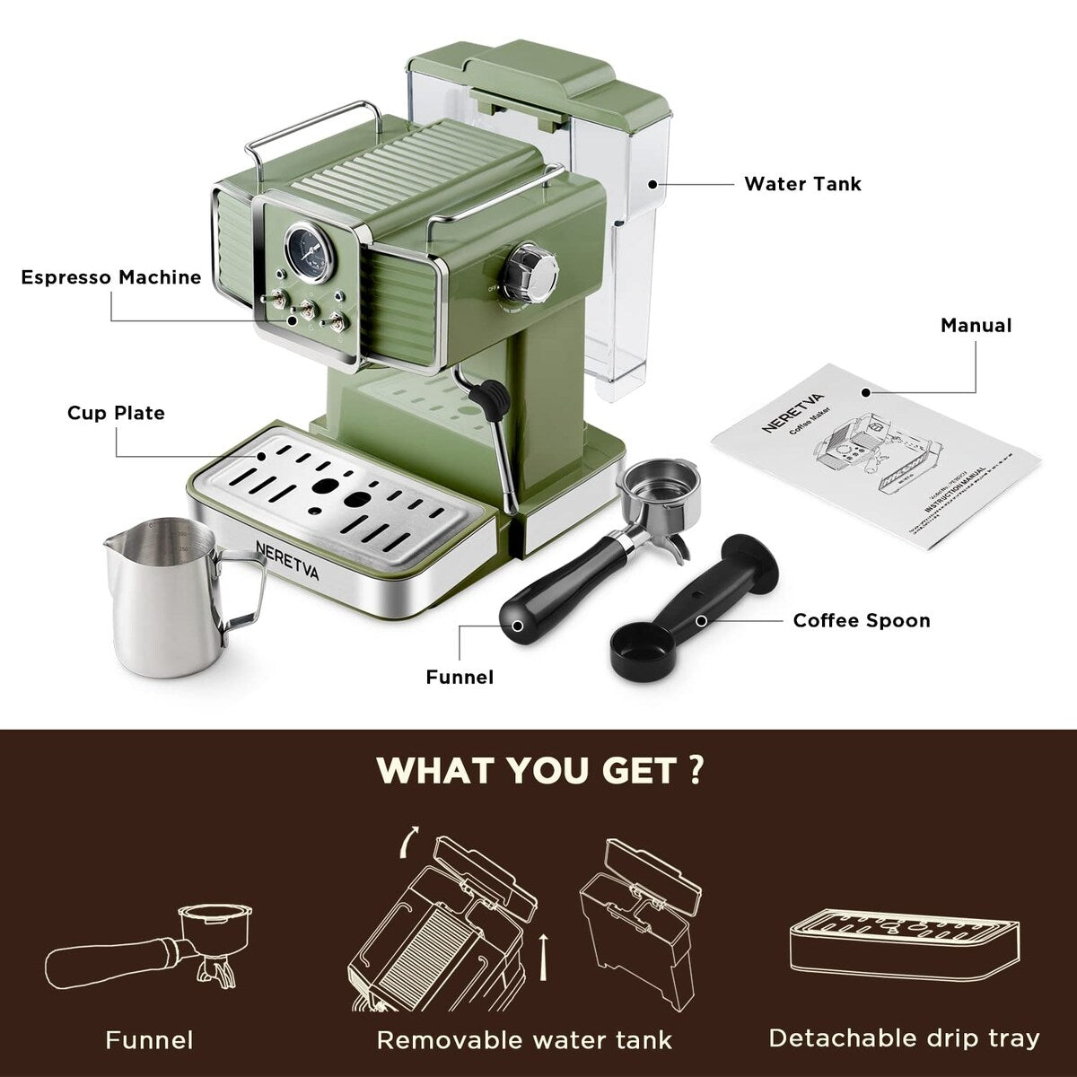 Machine à café expresso avec mousseur à lait vapeur