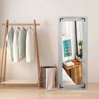 Miroir de sol pleine longueur avec cadre en bois rustique de style ferme - 65 x 24