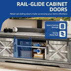 Meuble TV Farmhouse pouvant accueillir jusqu'à 65 téléviseurs avec portes et étagères ouvertes Console multimédia Prise de courant