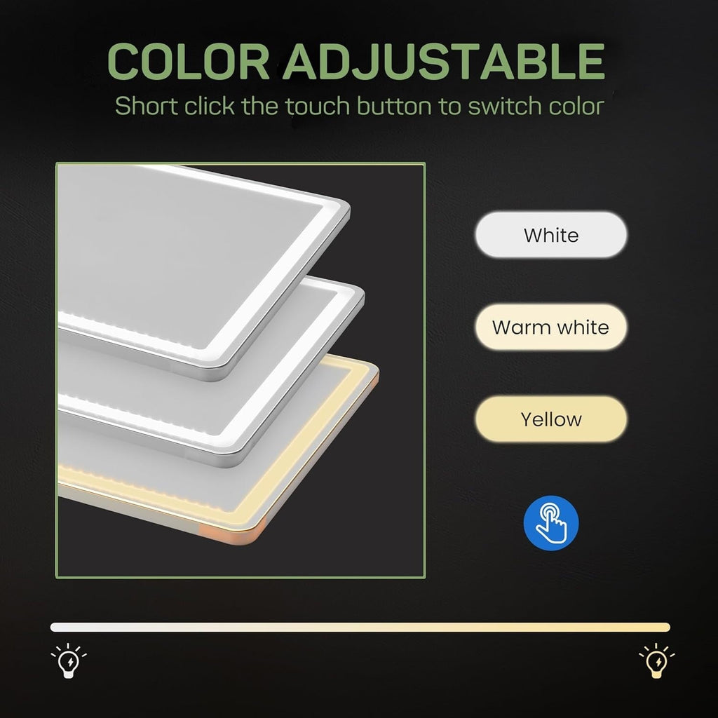 Miroir de sol avec éclairage LED, miroir pleine longueur 64 x 21 avec support, miroir suspendu, miroir mural, miroir intégral