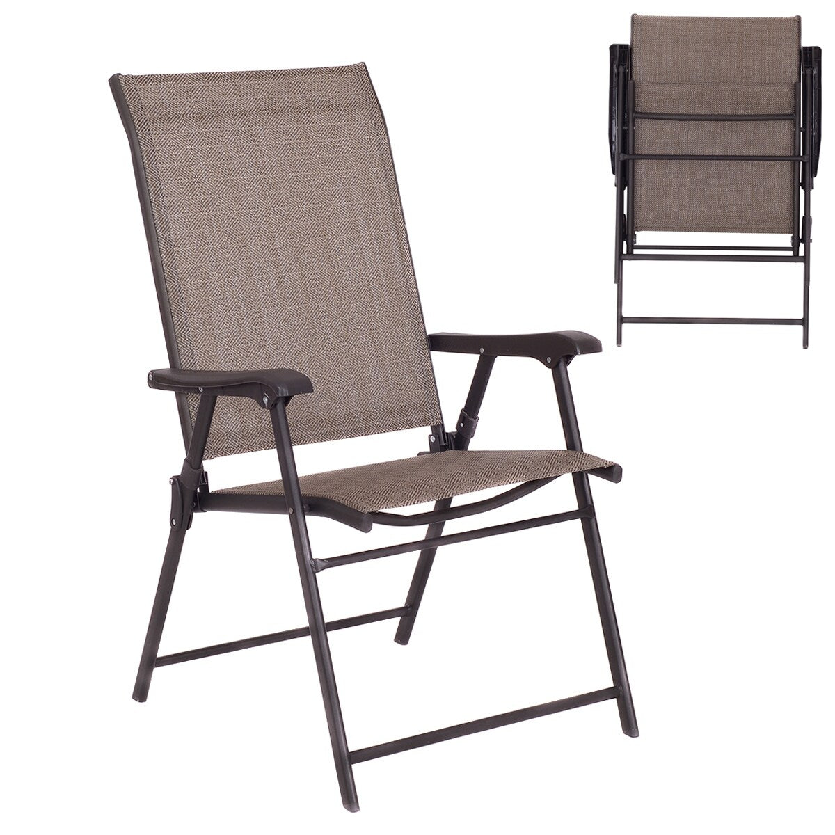 Ensemble de 2 fauteuils pliants pour patio, marron