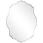 Miroir mural festonné élégant, oblong et biseauté, sans cadre