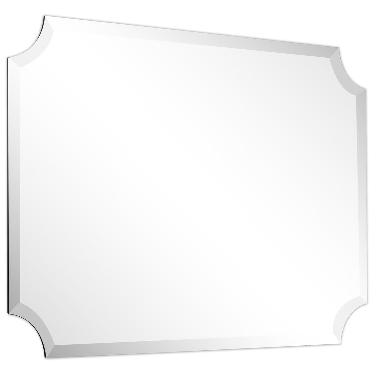 Miroir mural biseauté festonné rectangulaire sans cadre, pour salle de bain, coiffeuse, chambre à coucher, 1 bord biseauté - Transparent