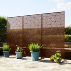 Paravent de confidentialité à 3 panneaux galvanisé à motifs floraux de 6 pieds de Glitzhome