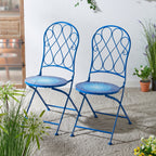 Ensemble de bistrot pliant d'extérieur en métal Glitzhome 3 pièces avec table et chaises