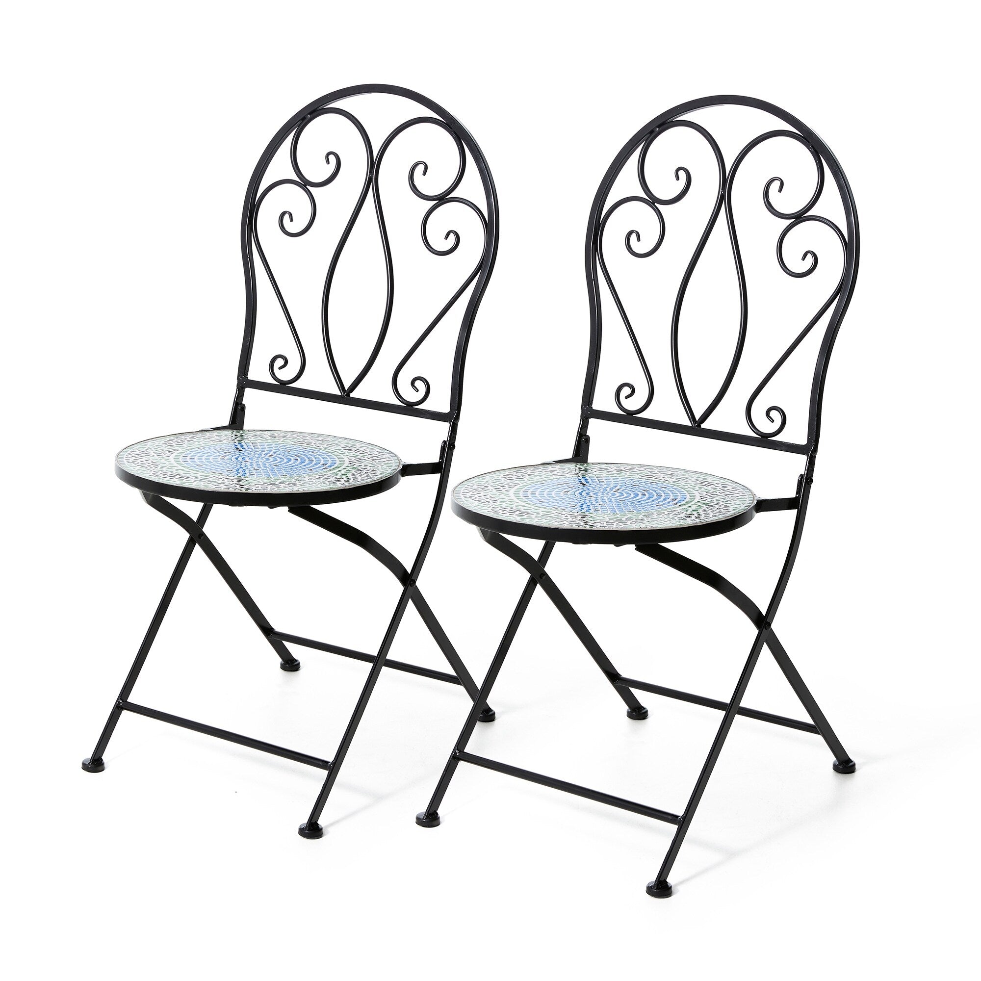 Ensemble de bistrot pliant d'extérieur en métal Glitzhome 3 pièces avec table et chaises