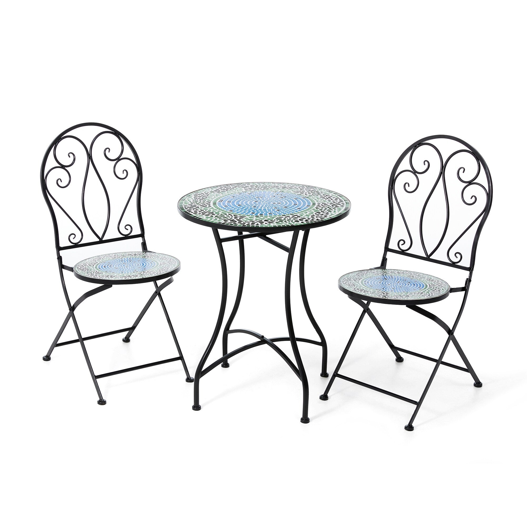 Ensemble de bistrot pliant d'extérieur en métal Glitzhome 3 pièces avec table et chaises