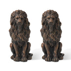 Glitzhome MGO Majestic Statues de lion gardien assis Sculpture de porche extérieur intérieur Ensemble de 2