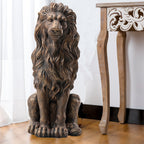 Glitzhome MGO Majestic Statues de lion gardien assis Sculpture de porche extérieur intérieur Ensemble de 2