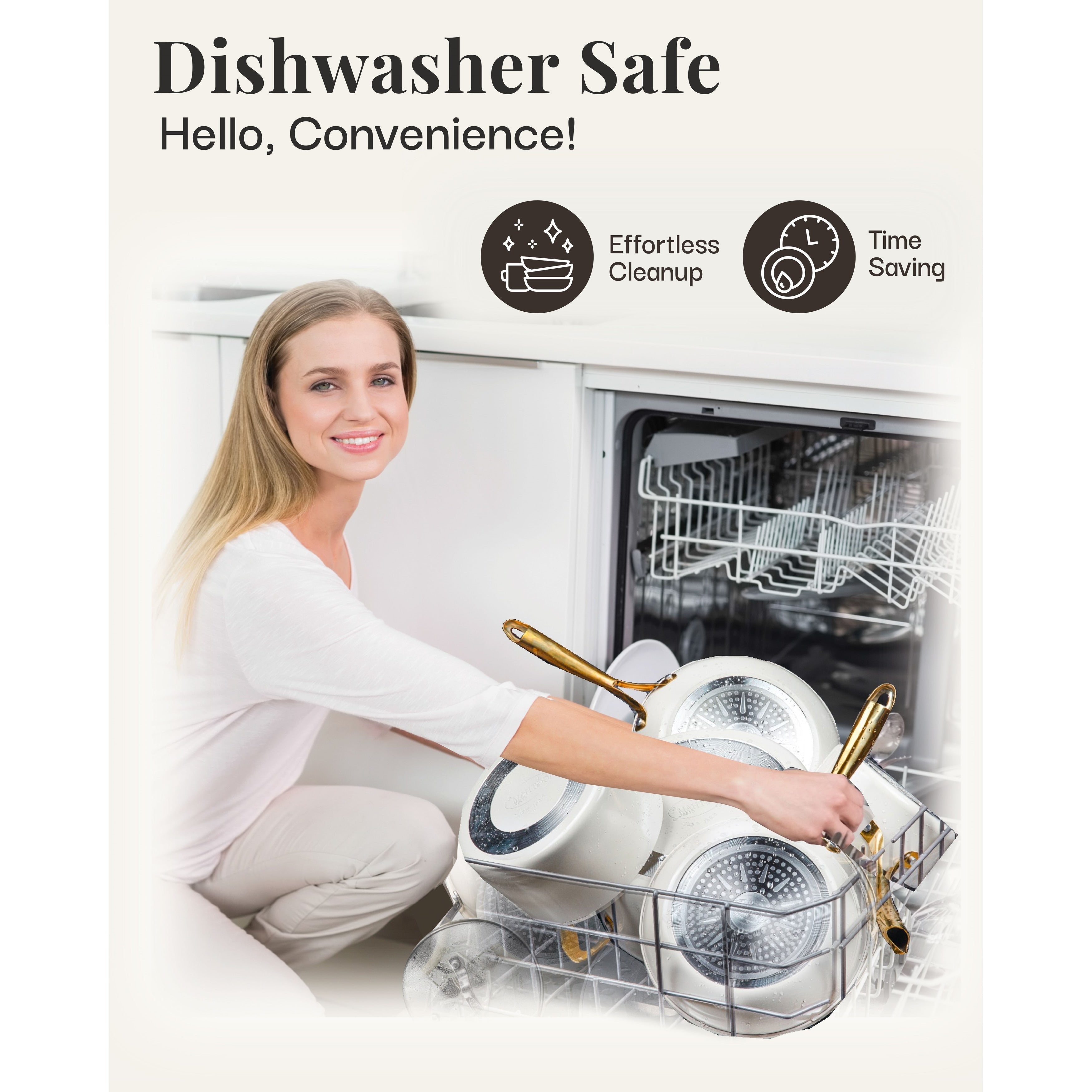 Batterie de cuisine antiadhésive en céramique Gotham Steel Cream, 15 pièces, avec ustensiles