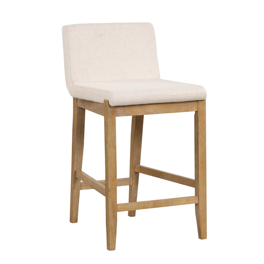 Tabouret de bar moderne Gracie, chaise rembourrée en boucle et pieds en bois brossé