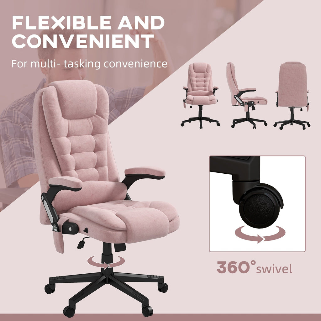 Fauteuil de bureau HOMCOM à massage vibrant 6 points avec chaleur, fauteuil de bureau exécutif à dossier haut en velours avec dossier inclinable