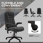 Fauteuil de bureau HOMCOM à massage vibrant 6 points avec chaleur, fauteuil de bureau exécutif à dossier haut en velours avec dossier inclinable