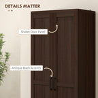 HOMCOM 63 Garde-manger de cuisine 2 portes, meuble de rangement indépendant avec étagères à 5 niveaux et 2 étagères réglables pour salle à manger