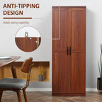 HOMCOM 63 Garde-manger de cuisine 2 portes, meuble de rangement indépendant avec étagères à 5 niveaux et 2 étagères réglables pour salle à manger