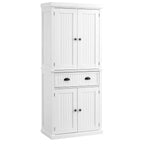 HOMCOM 72 Armoire de cuisine indépendante traditionnelle avec portes et 3 étagères réglables, blanc