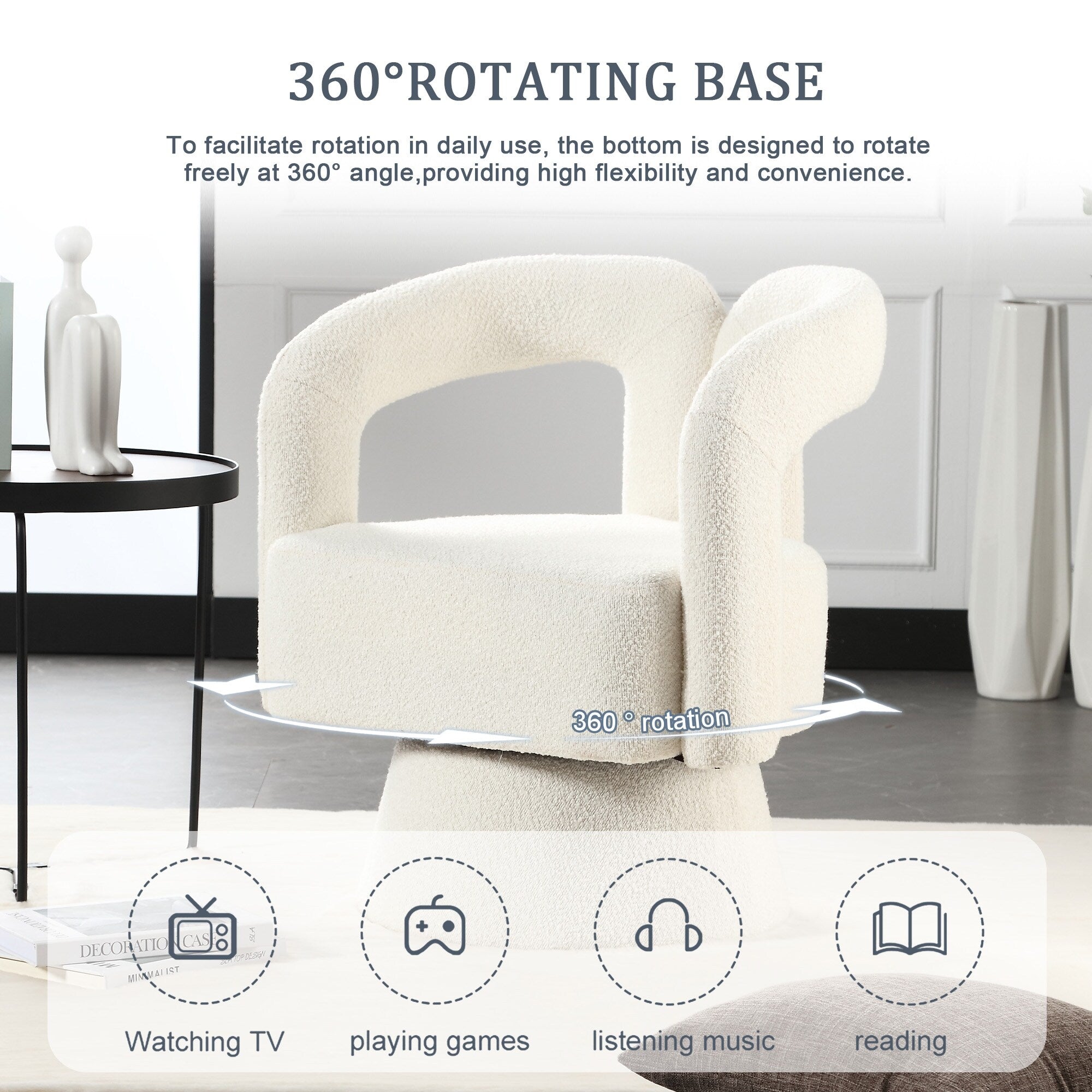 Fauteuils d'appoint pivotants à 360 degrés rembourrés Boucle de HOMEFUN