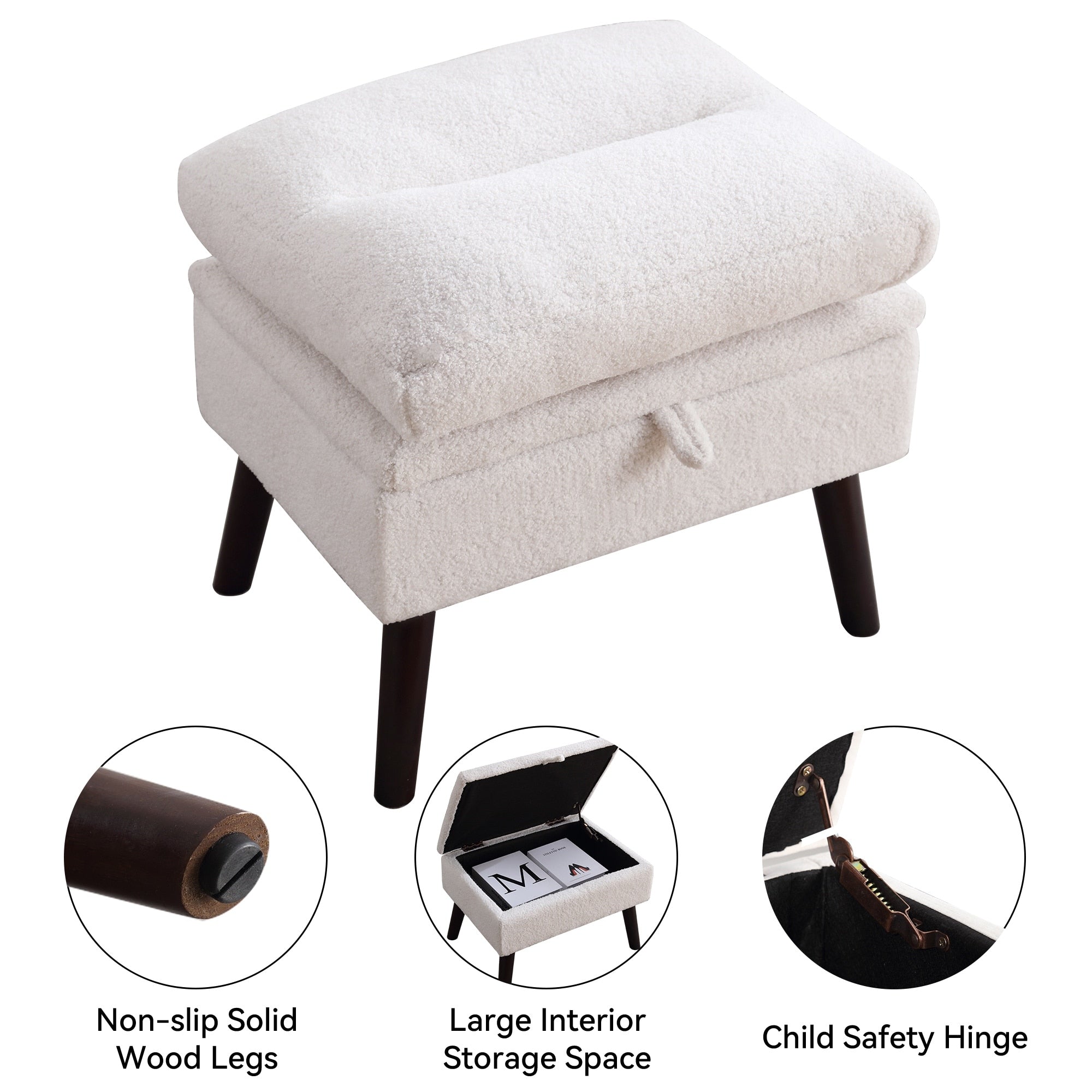 Fauteuil d'appoint HOMYKA avec dossier réglable et pouf de rangement