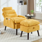 Fauteuil d'appoint HOMYKA avec dossier réglable et pouf de rangement