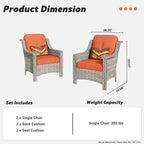 Ensemble de 2 chaises de patio d'extérieur en rotin et osier à dossier haut HOOOWOOO