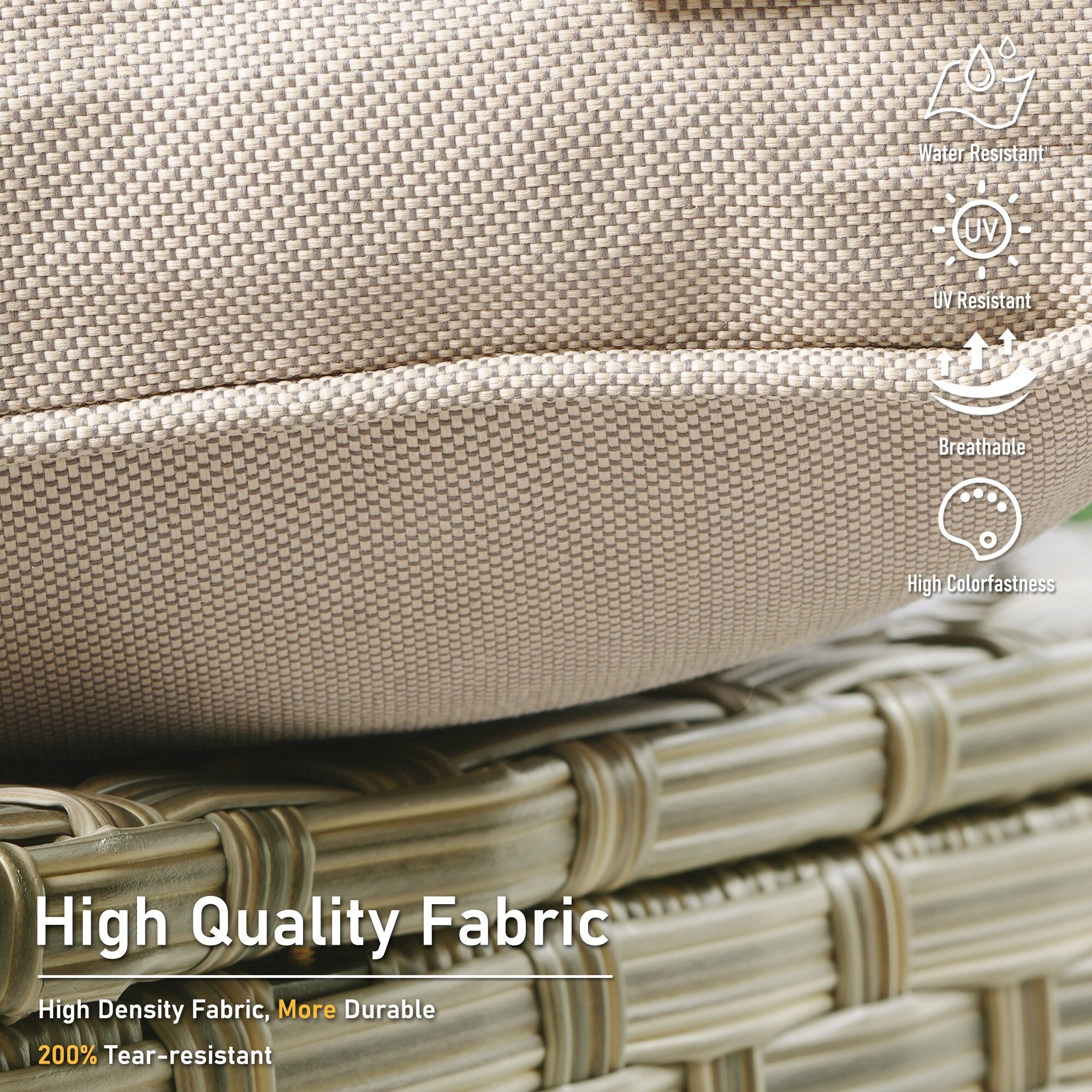 Ensemble de 2 chaises de patio d'extérieur en rotin et osier à dossier haut HOOOWOOO