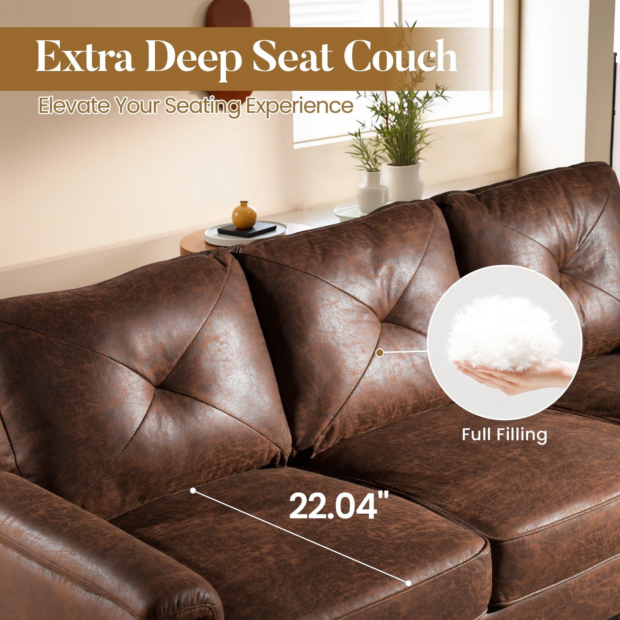 Canapé 3 places rembourré HOOOWOOO style milieu de siècle avec pieds en bois pour salon