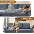 Canapé 3 places rembourré HOOOWOOO style milieu de siècle avec pieds en bois pour salon