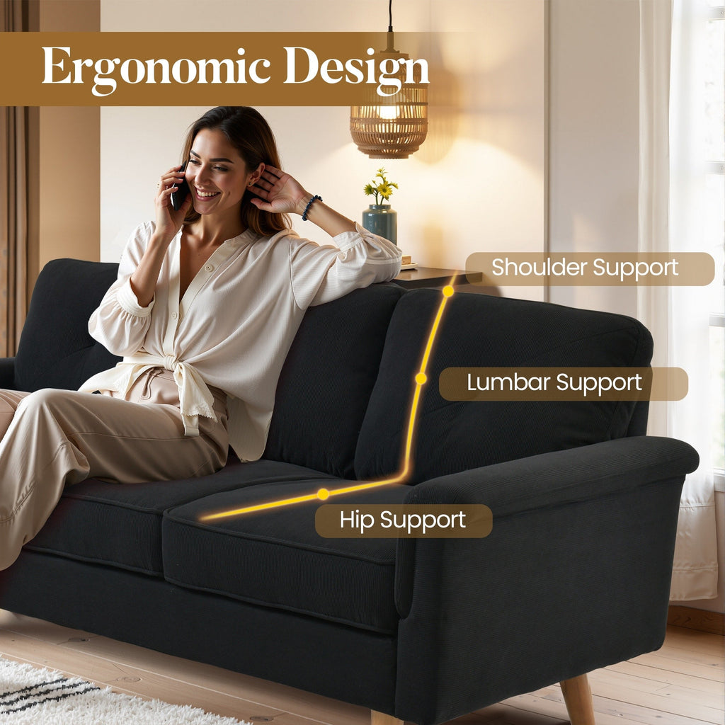 Canapé 3 places rembourré HOOOWOOO style milieu de siècle avec pieds en bois pour salon