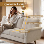 Canapé 3 places rembourré HOOOWOOO style milieu de siècle avec pieds en bois pour salon