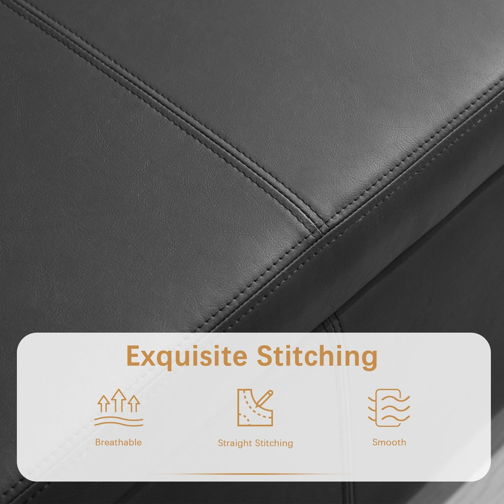 Pouf de rangement rectangulaire rembourré 50,3 x 17,50 x 18 po - Similicuir