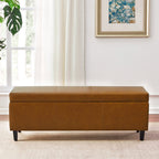 Pouf de rangement rectangulaire rembourré 50,3 x 17,50 x 18 po - Similicuir