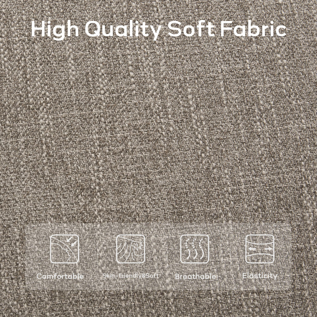 Banc d'entrée rembourré en tissu, banc de chambre pour bout de lit beige, bois massif 44 pouces