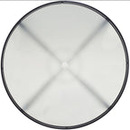 Ensemble de salle à manger Hanover Lavallette 5 pièces bleu océan avec 4 chaises fixes, une table ronde en verre de 132 cm, un parasol et un socle.