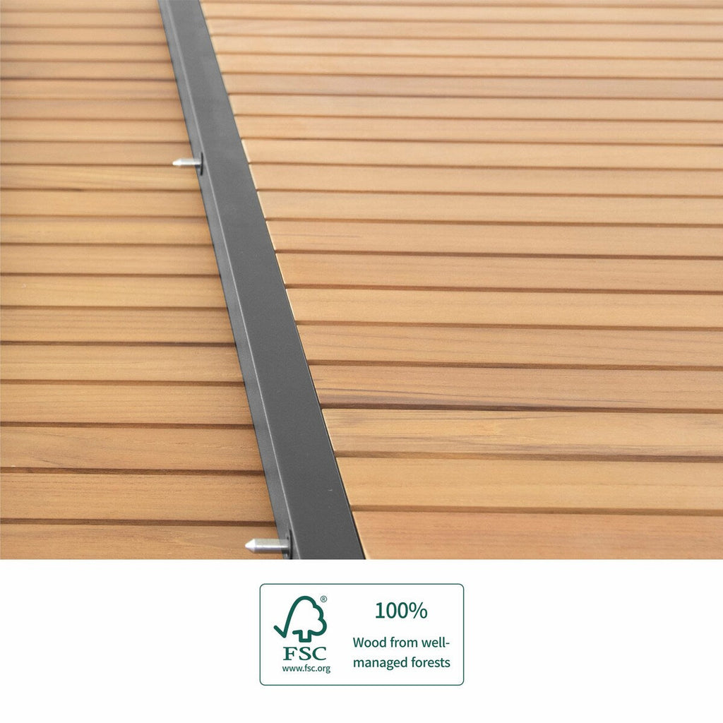 Ensemble de salle à manger d'extérieur Heck 13 pièces en teck et aluminium FSC pour 12 personnes, table extensible et chaises empilables, noir anthracite