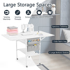 Table de bricolage réglable en hauteur avec étagères de rangement, table de découpe pliante mobile pour la maison, le bureau, la salle de couture et la salle d'artisanat